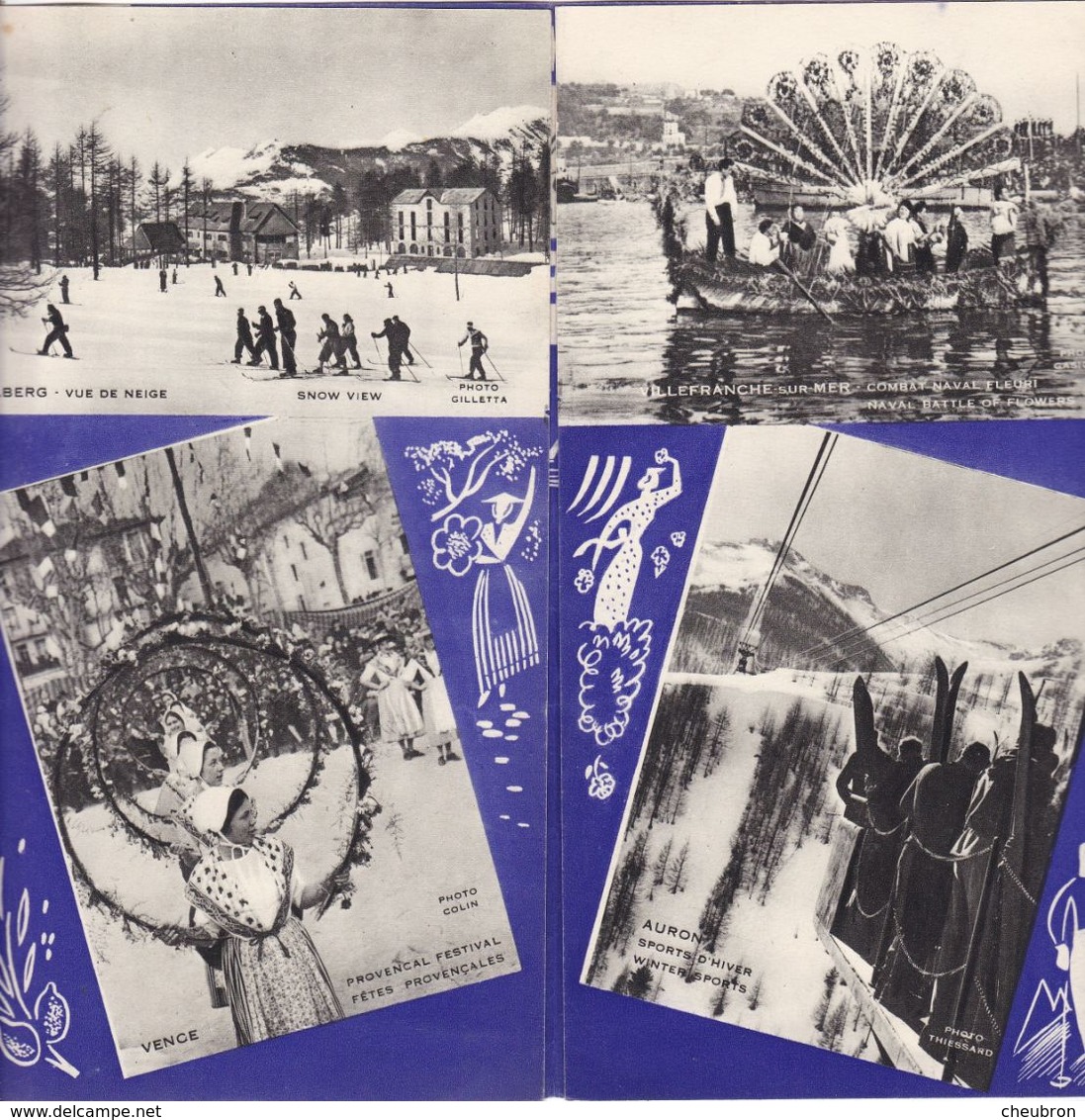 DEPLIANTS TOURISTIQUES COTE D'AZUR. 4 PAGES." IL FAIT BON VIVRE SUR LA CÔTE D’AZUR " PROGRAMME DES FETES SAISON 1949 - Dépliants Turistici