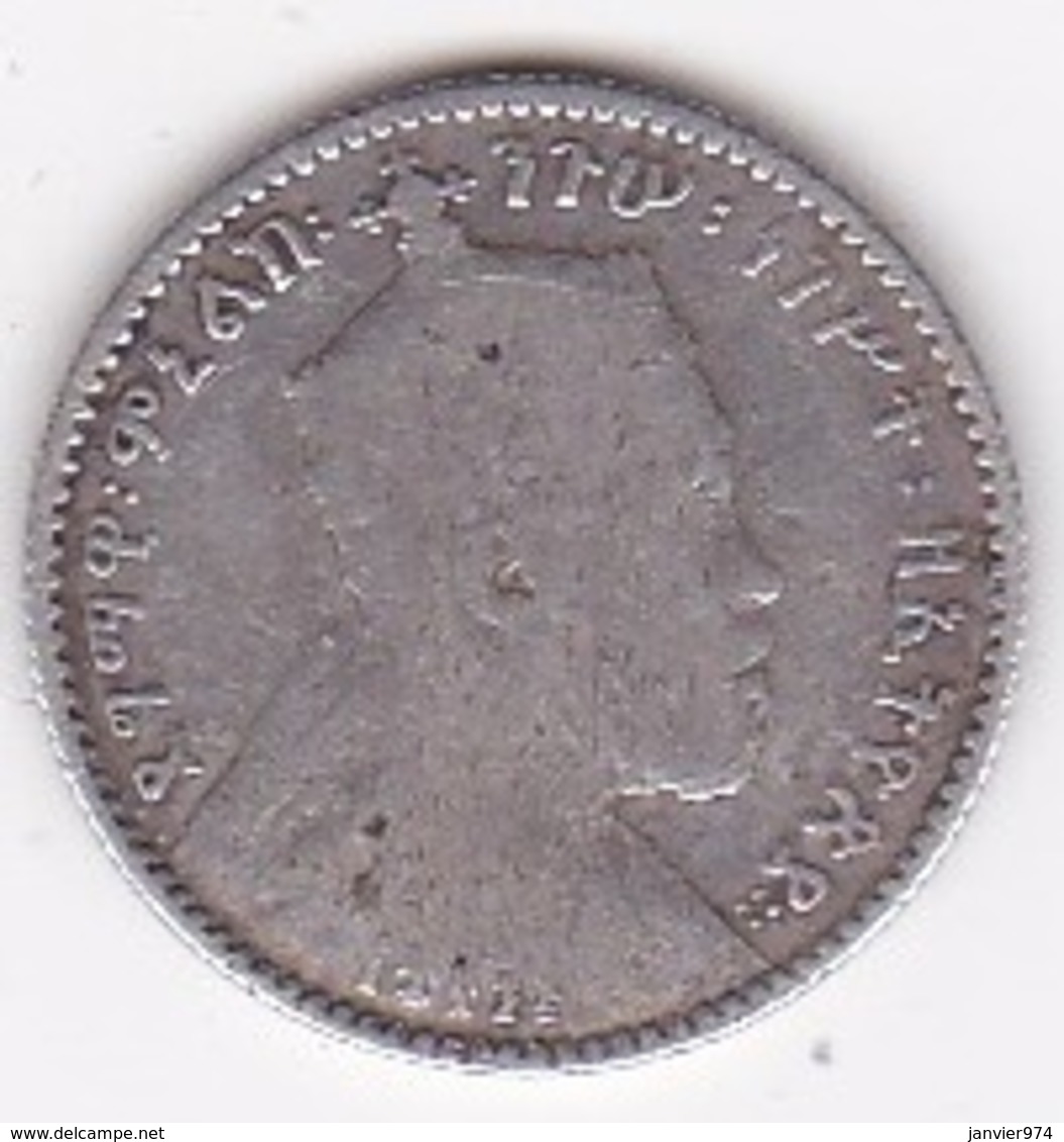 ETHIOPIE. GERSH EE 1895 A (1903) . MENELIK II . ARGENT - Ethiopie