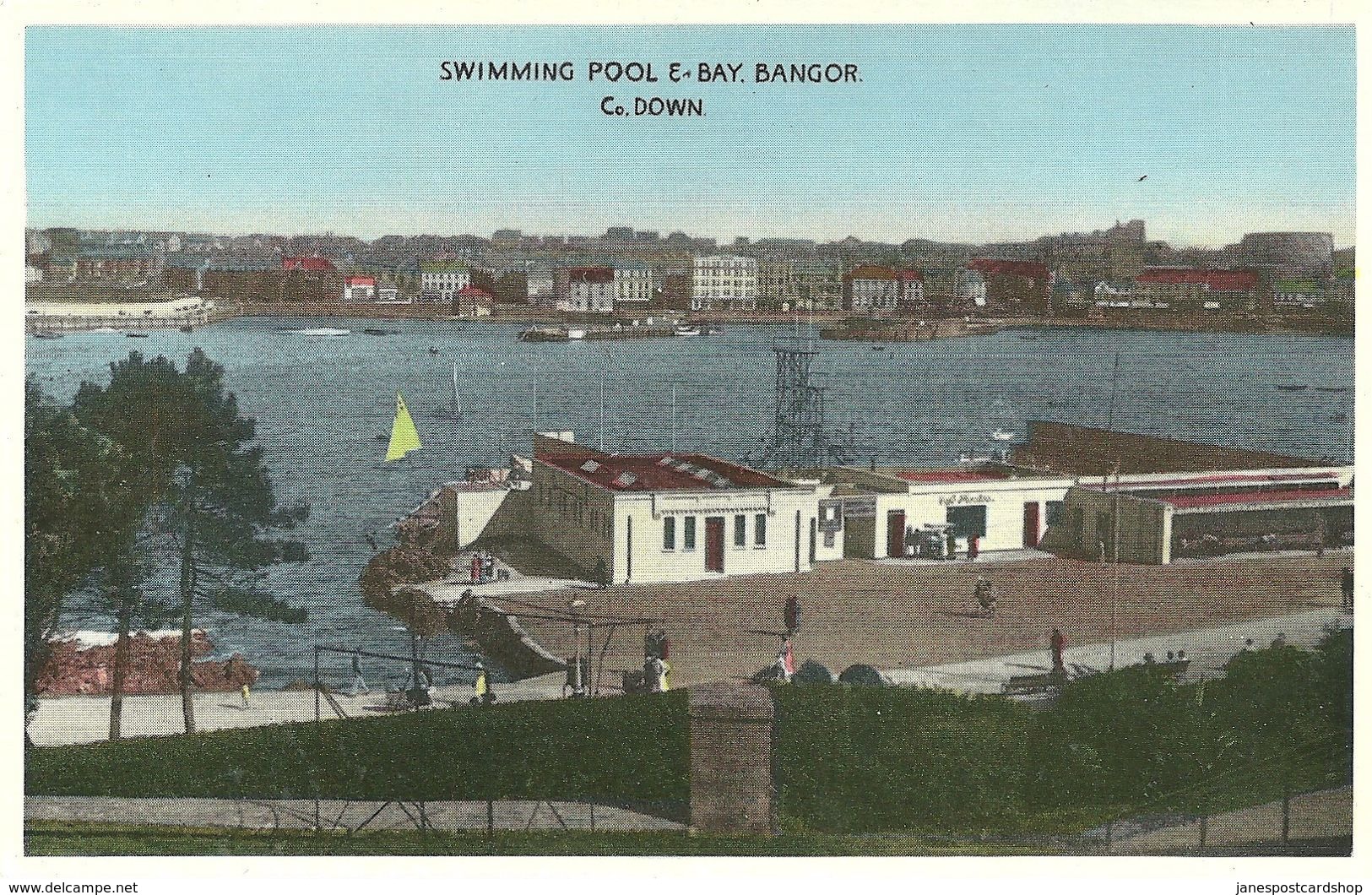 COLOURED CARD - SWIMMING POOL & BAY   - BANGOR - COUNTY DOWN - - Down