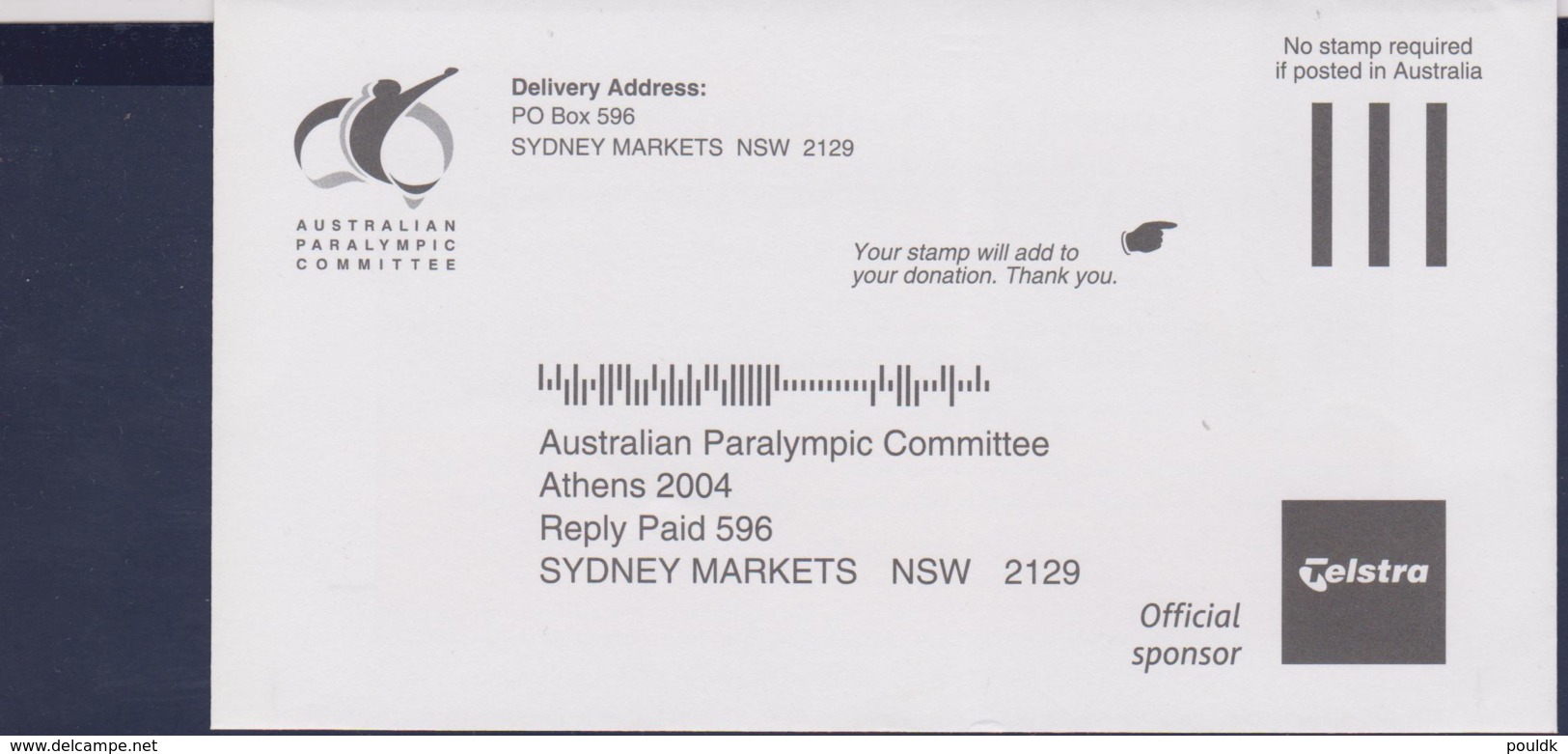 Australia Paid Reply Card To The Australian Paralympic Committee - Mint   (G114-16) - Handisport