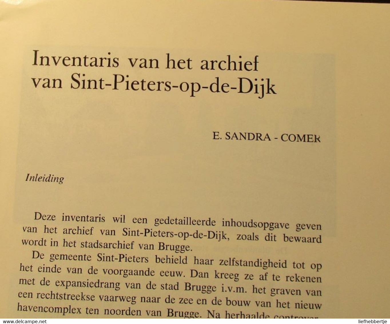 Inventaris Van Het Archief Van Sint-Pieters-op-de-Dijk  -    Sint-Pieters Bij Brugge  - Lokale Geschiedenis - Geschiedenis