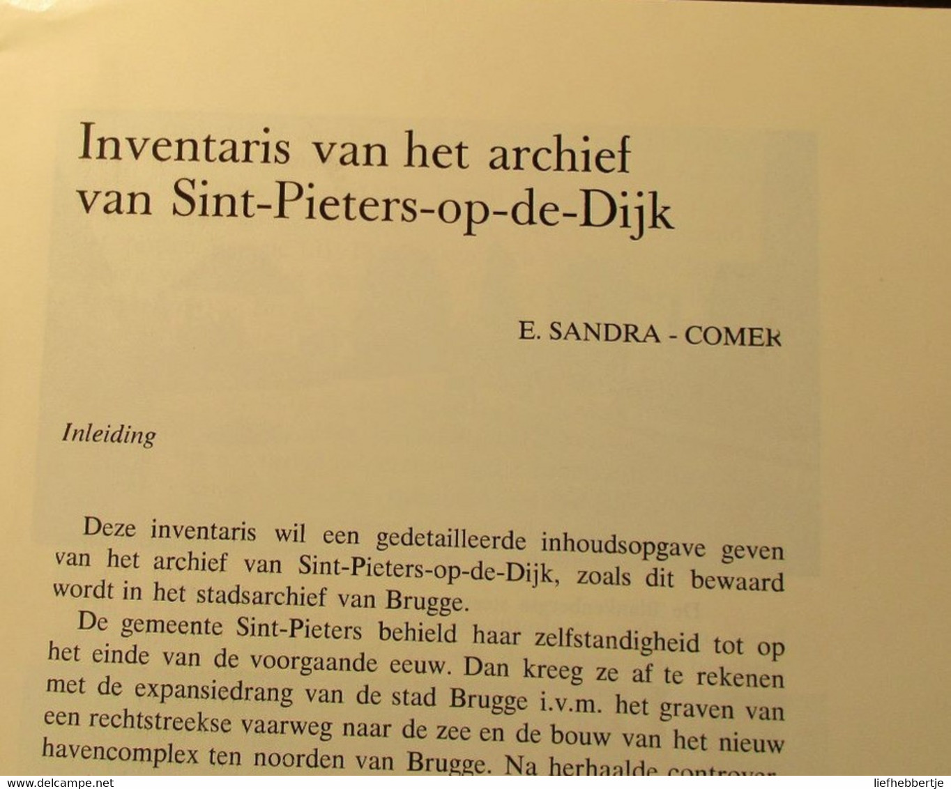 Inventaris Van Het Archief Van Sint-Pieters-op-de-Dijk  -    Sint-Pieters Bij Brugge  - Lokale Geschiedenis - Geschichte