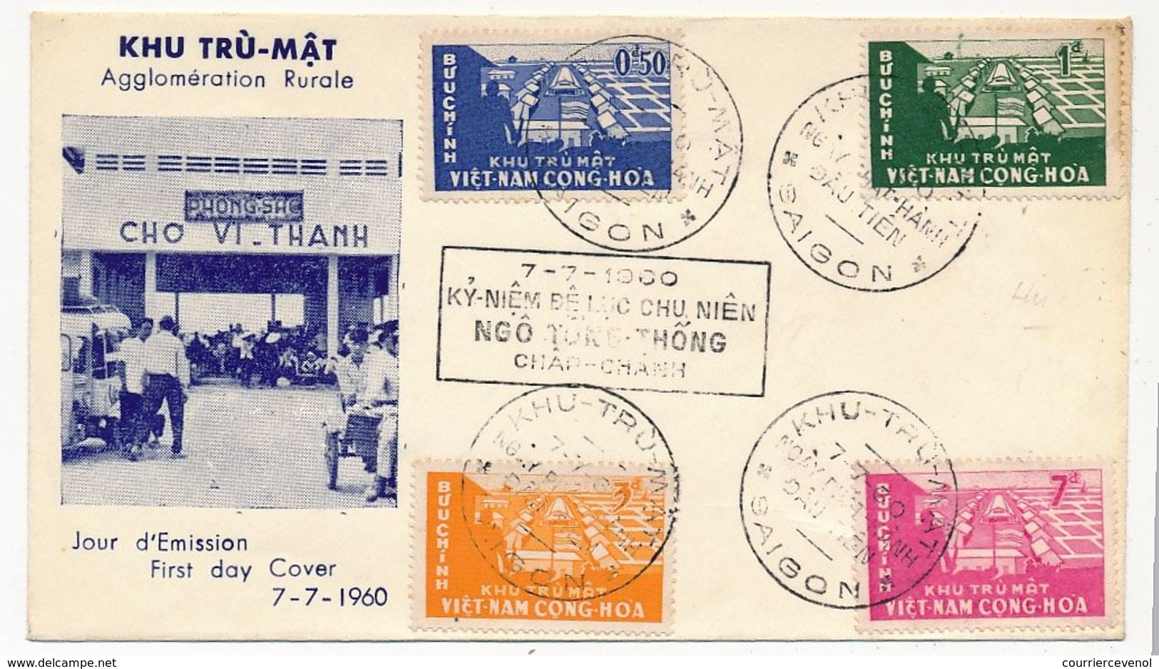 VIET-NAM - FDC Agglomération Rurale - 7/7/1960 - Saigon - Viêt-Nam