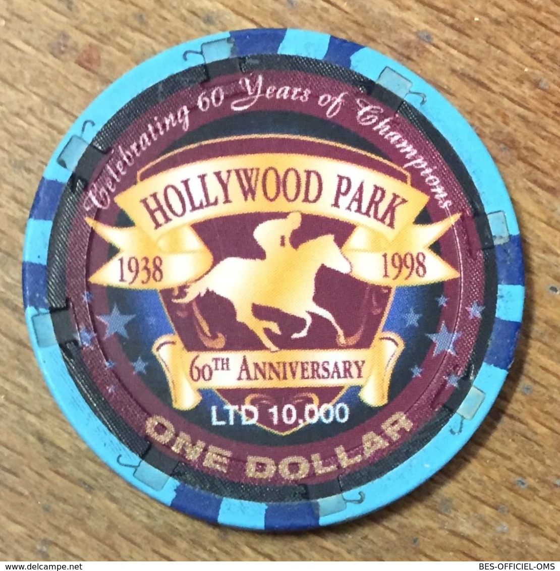 USA NEVADA LAS VEGAS HOLLYWOOD PARK 1938 - 1998 CASINO CHIP 1$ JETON TOKEN COIN - Casino