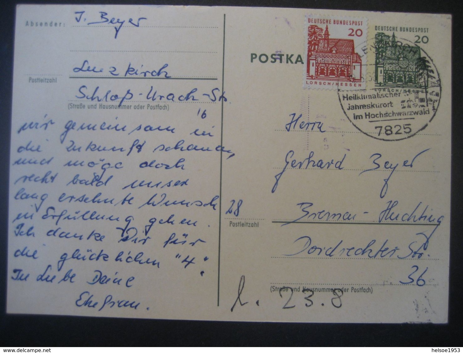 Deutschland BRD Ganzsache 1966- Postkarte Mit Sonderstempel Lenzkirch - Cartoline - Usati