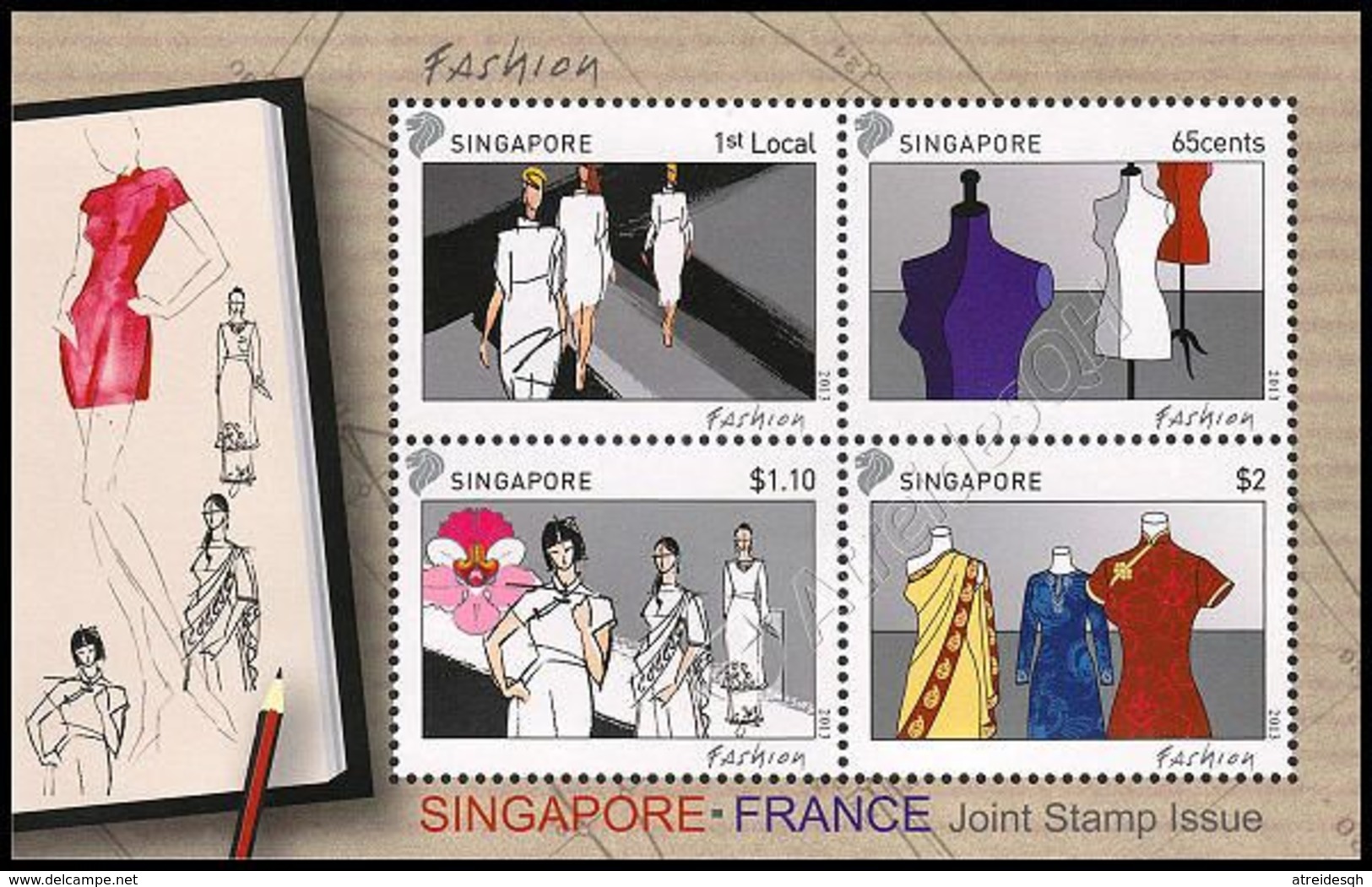 Singapore 2013: Foglietto Moda (congiunta Francia) / Fashion S/S (joint Issue With France) ** - Joint Issues