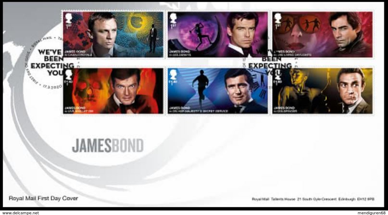 GROSSBRITANNIEN GRANDE BRETAGNE GB 2020 GB JAMES BOND SET 6V. FDC SG 4330-35 MI 4541-46 YT 4942-48 - 2011-2020 Dezimalausgaben