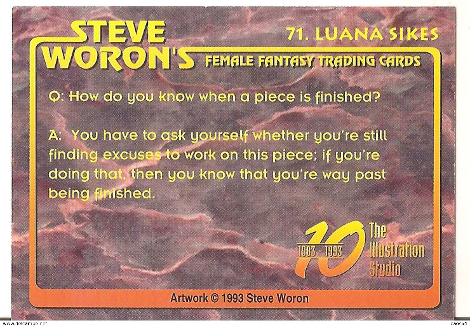 STEVE WORON'S 1993 N. 71 TRADING  CARD - Other & Unclassified