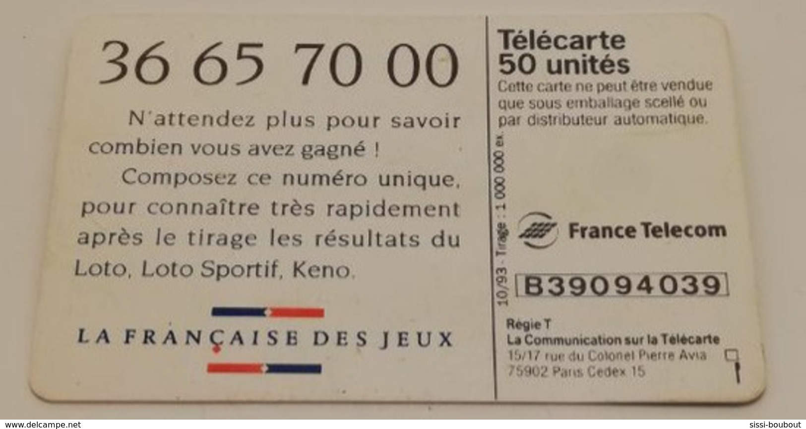 Télécarte - LOTO - Cultural