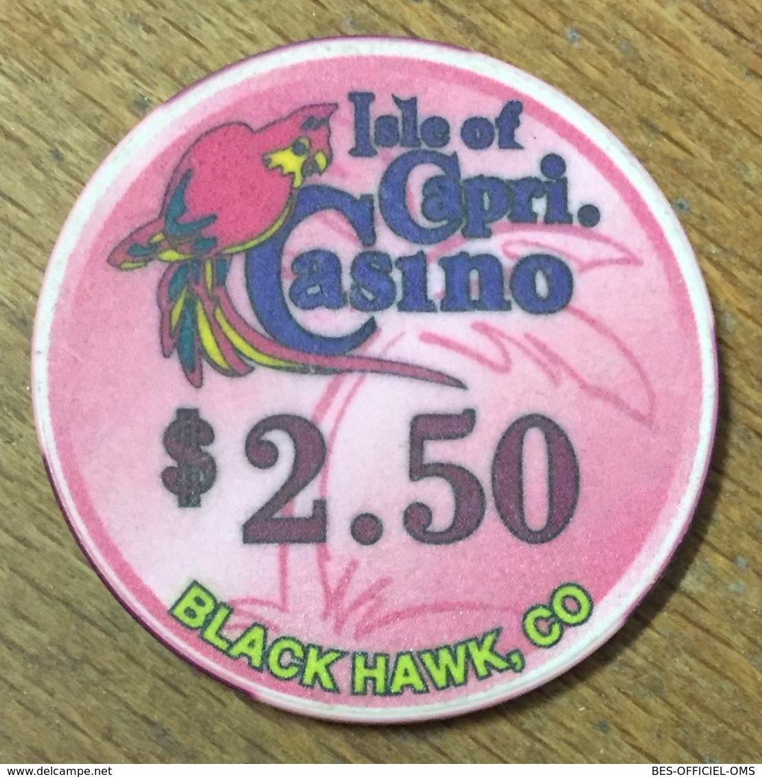 USA COLORADO BLACK HAWK ISLE OF CAPRI CASINO INDIAN CHIP $ 2,5 JETON TOKEN COIN PERROQUET PARROT - Casino