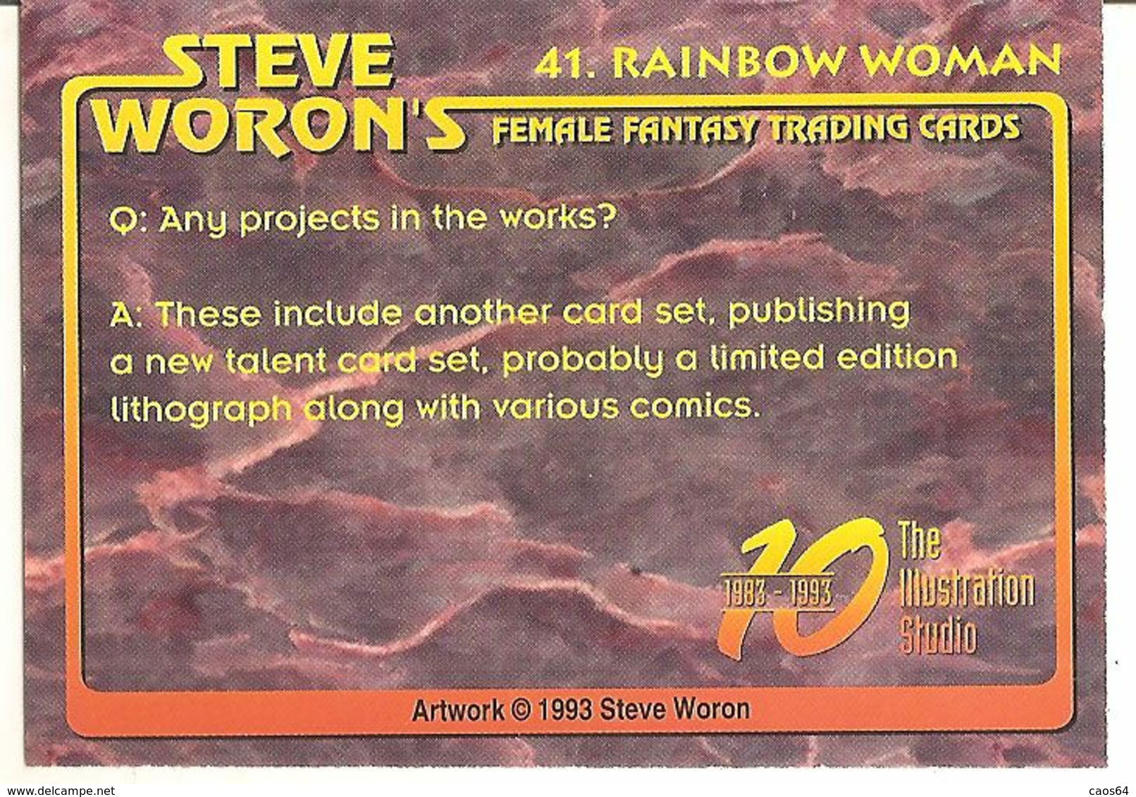 STEVE WORON'S 1993 N. 41 TRADING  CARD - Other & Unclassified