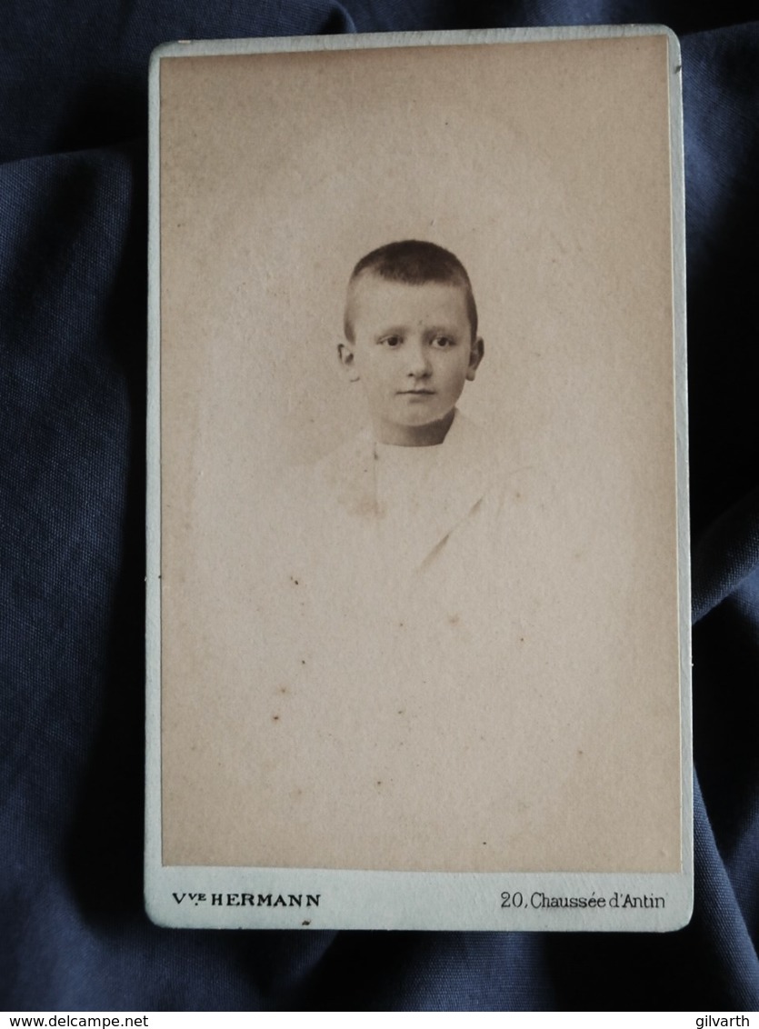 Photo CDV Hermann à Paris - Portrait Nuage Petit Garçon, Circa 1890 L512B - Anciennes (Av. 1900)