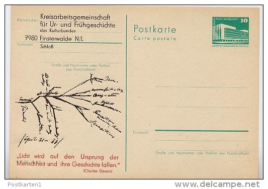 DDR P84-6b-82 C6-b Postkarte Zudruck CHARLES DARWIN Finsterwalde 1982 - Cartoline Private - Nuovi