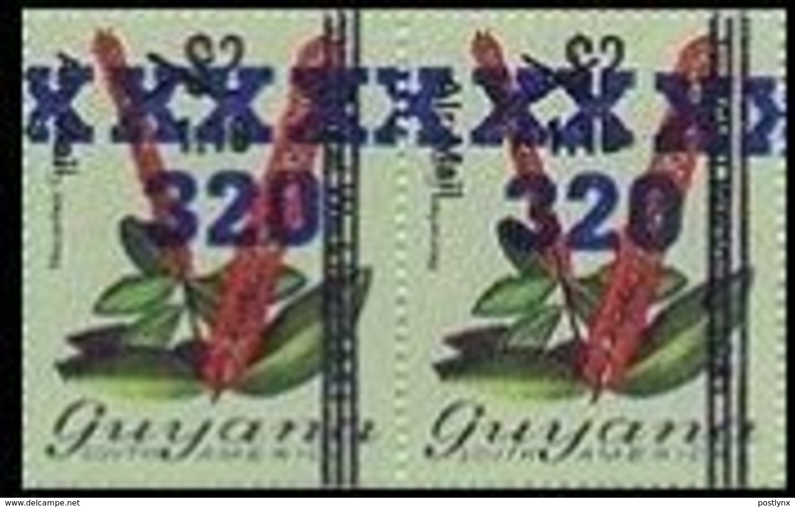 GUYANA 1983 Flowers Diana Wedding OVPT.320/1.10/$2 Narantea Guianensis PAIR - Guyana (1966-...)