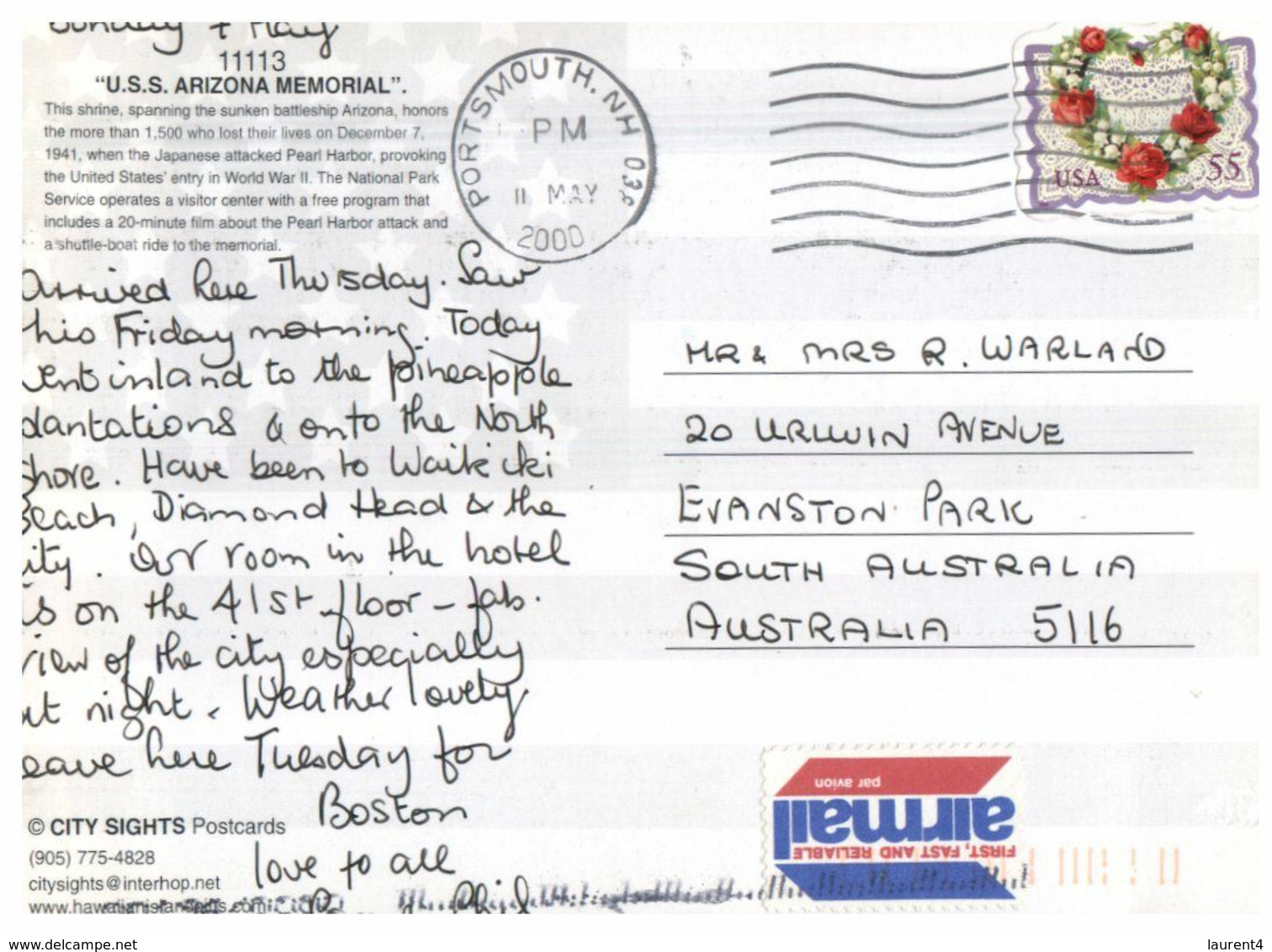 (H 23) USA - Hawaii Arizona Memorial (with Stamp) - Big Island Of Hawaii
