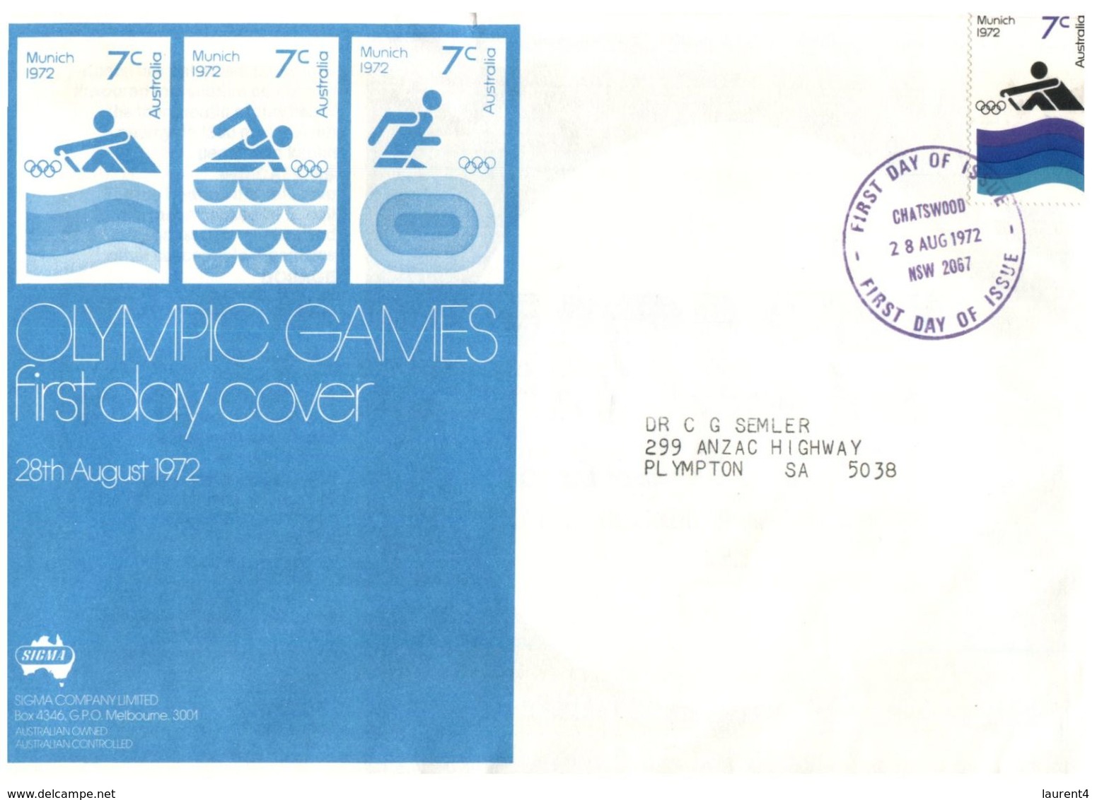 (H 26 A) Australia - 1967 - SIGMA FDC Cover (with Medical Insert) - [ Items Size Is 23x15 Cm ] Olympic Games - Omslagen Van Eerste Dagen (FDC)