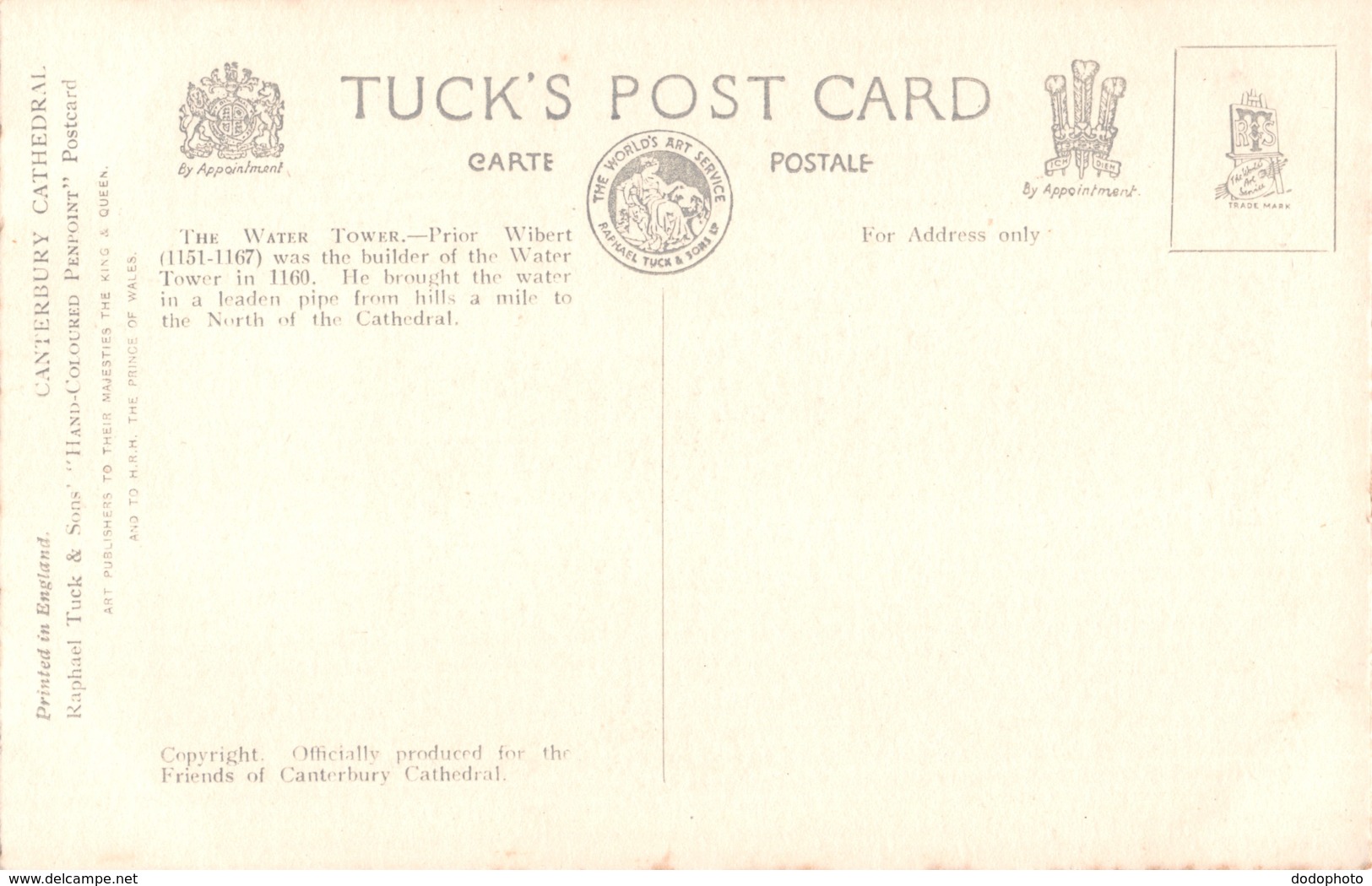 R431967 Canterbury Cathedral. Water Tower. Tuck. Hand Coloured Penpoint - Welt