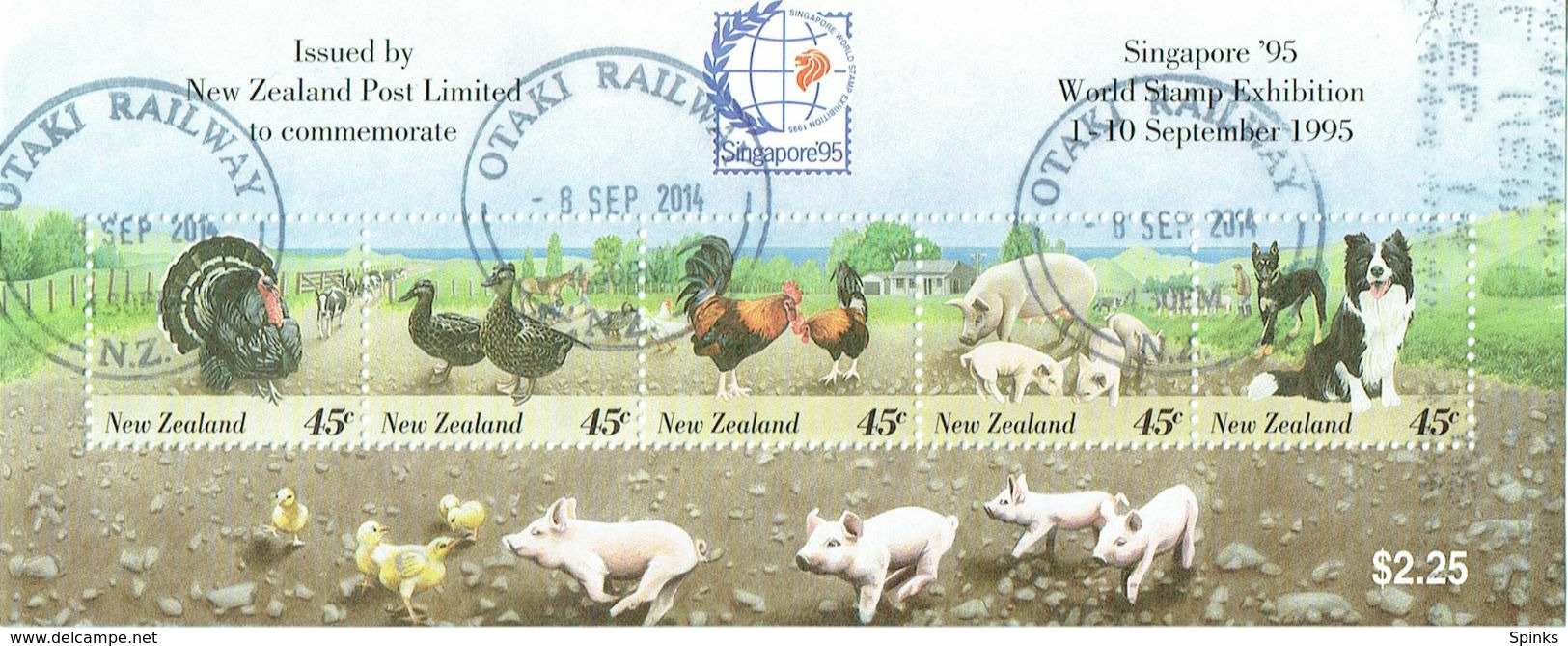New Zealand 1995 Singapore Stamp Exhibition Farm Animals M/S USED - Blocks & Sheetlets