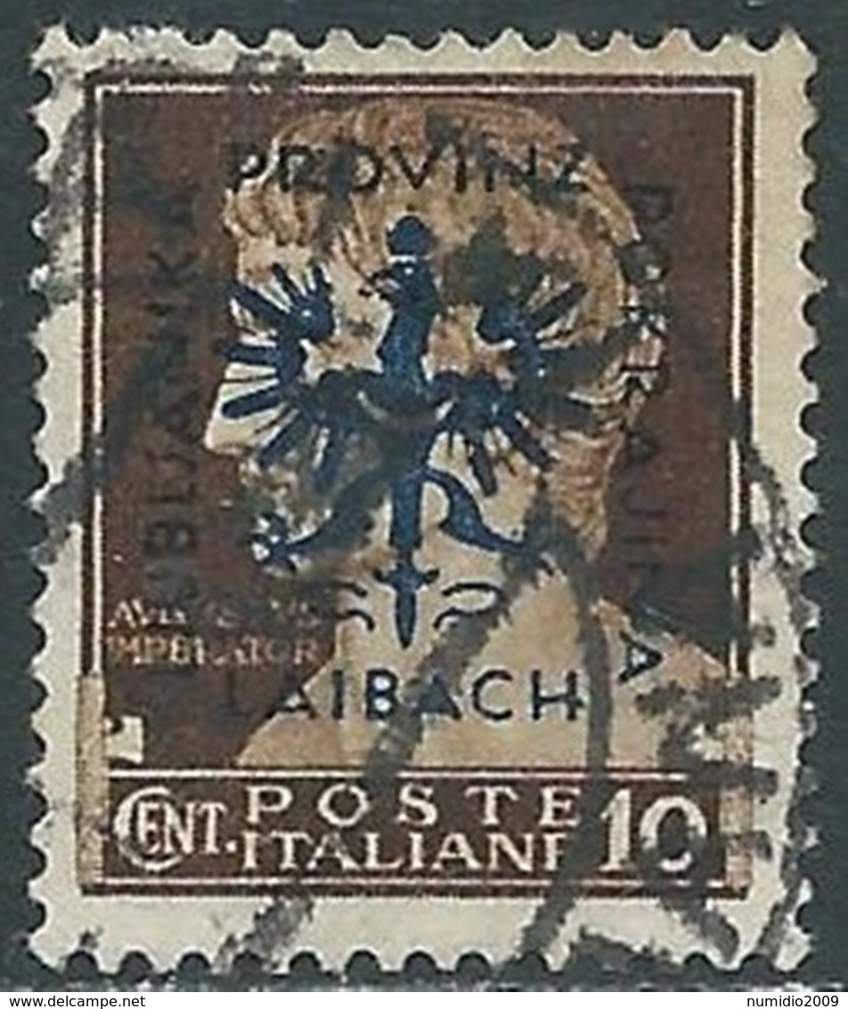 1944 OCCUPAZIONE TEDESCA LUBIANA USATO EFFIGIE 10 CENT - RA4-4 - Occ. Allemande: Lubiana