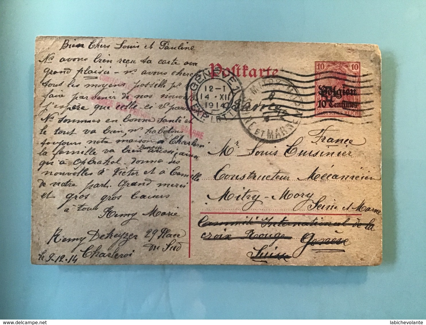 Entier Postal 1914 Cachet De GENEVE - Errors & Oddities