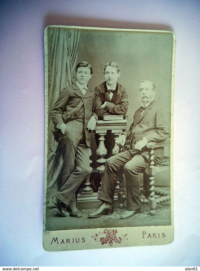 PHOTO CDV 19 EME PERE ET SES 2 FILS  MODE  Cabinet MARIUS A PARIS - Old (before 1900)