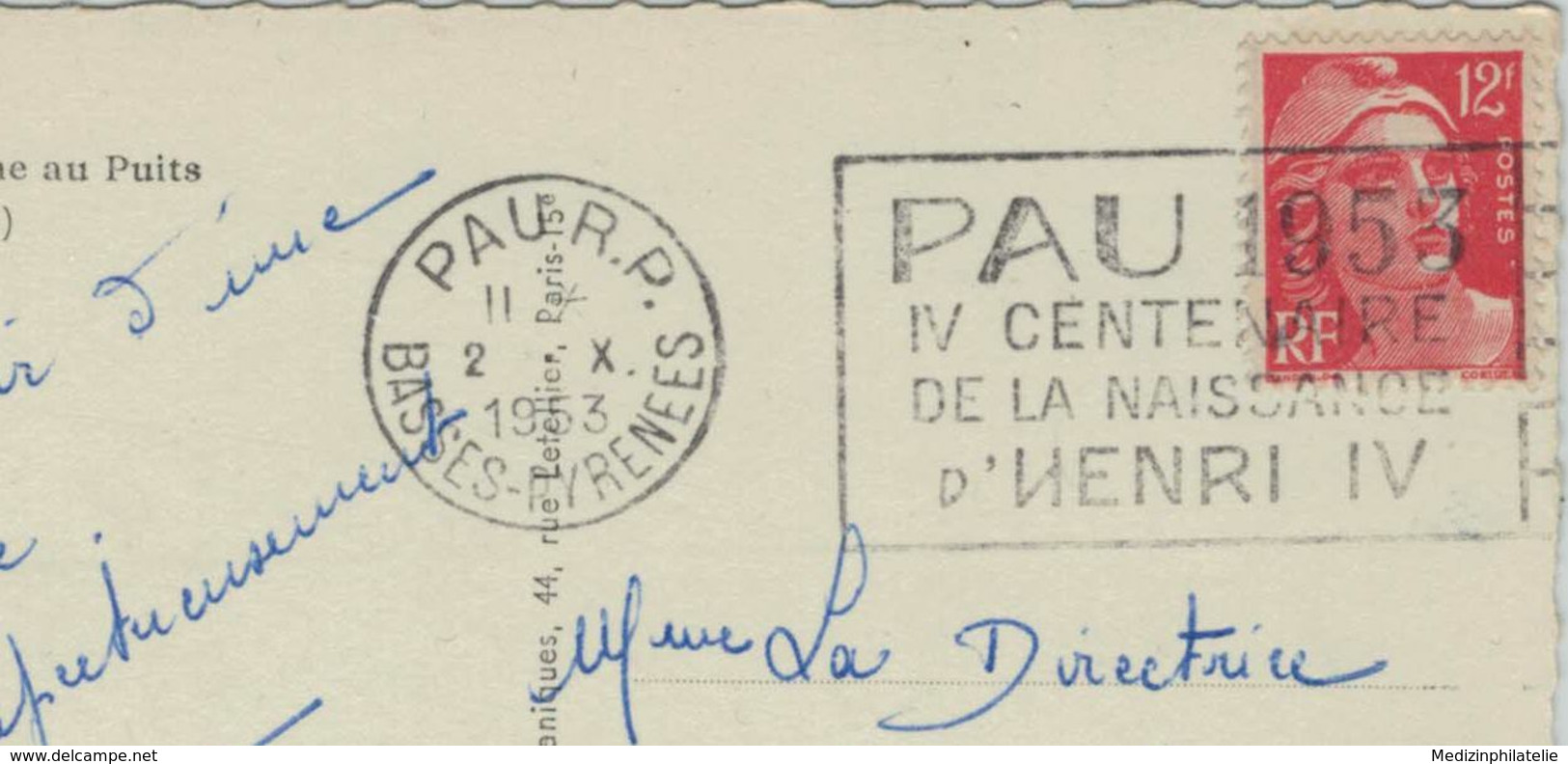 Pau Region Pyrenées 1953 - Henry IV. Heinrich - Rs: AK Frau Am Ziehbrunnen - Altri & Non Classificati