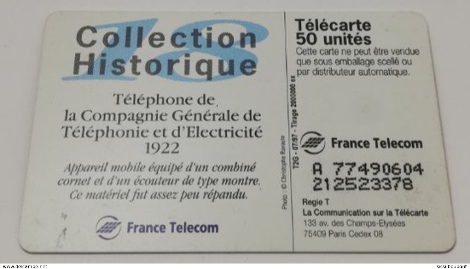 Télécarte - TELEPHONE - Collection Historique - Telefoni