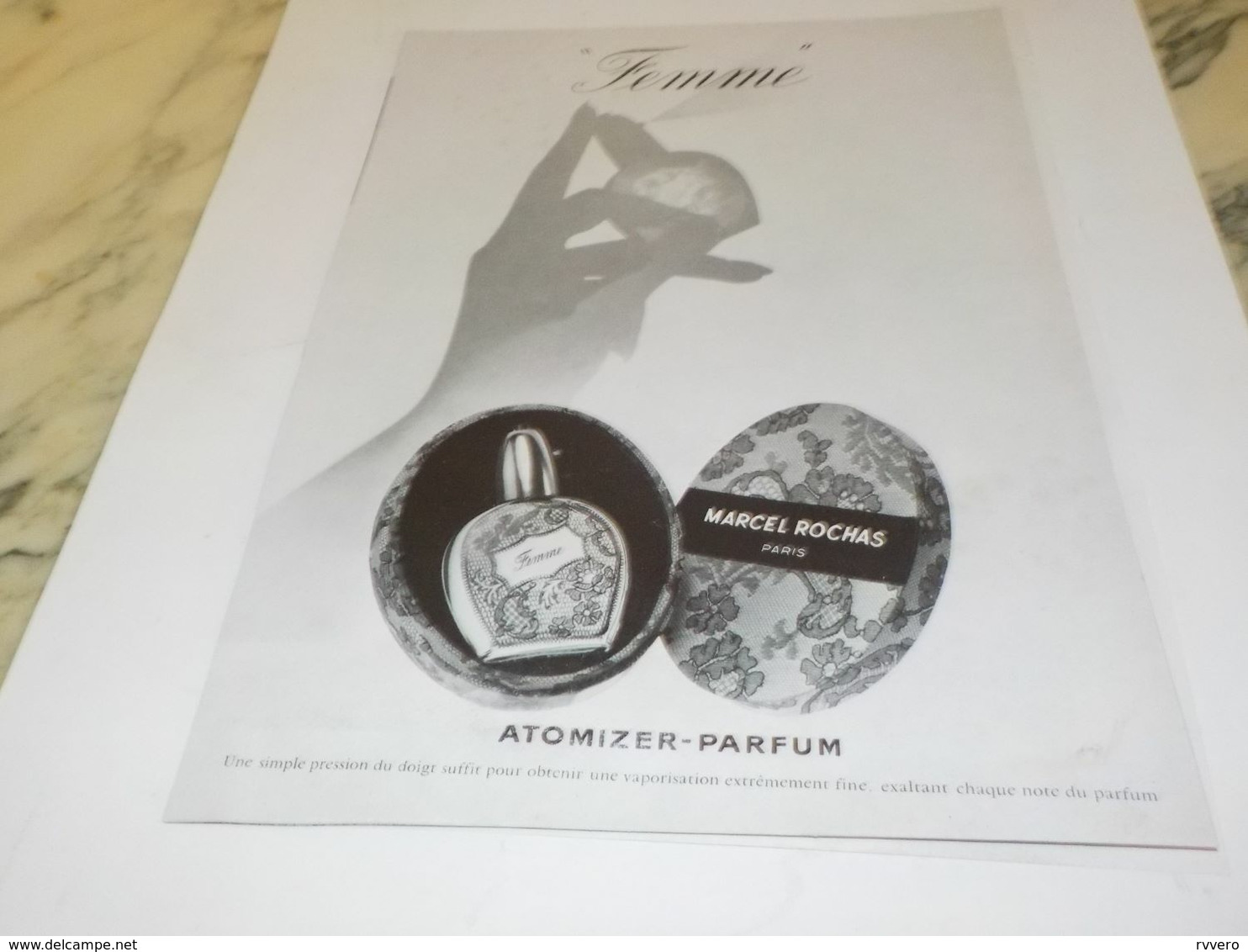 ANCIENNE PUBLICITE PARFUM  FEMME DE MARCEL ROCHAS  1955 - Sonstige & Ohne Zuordnung