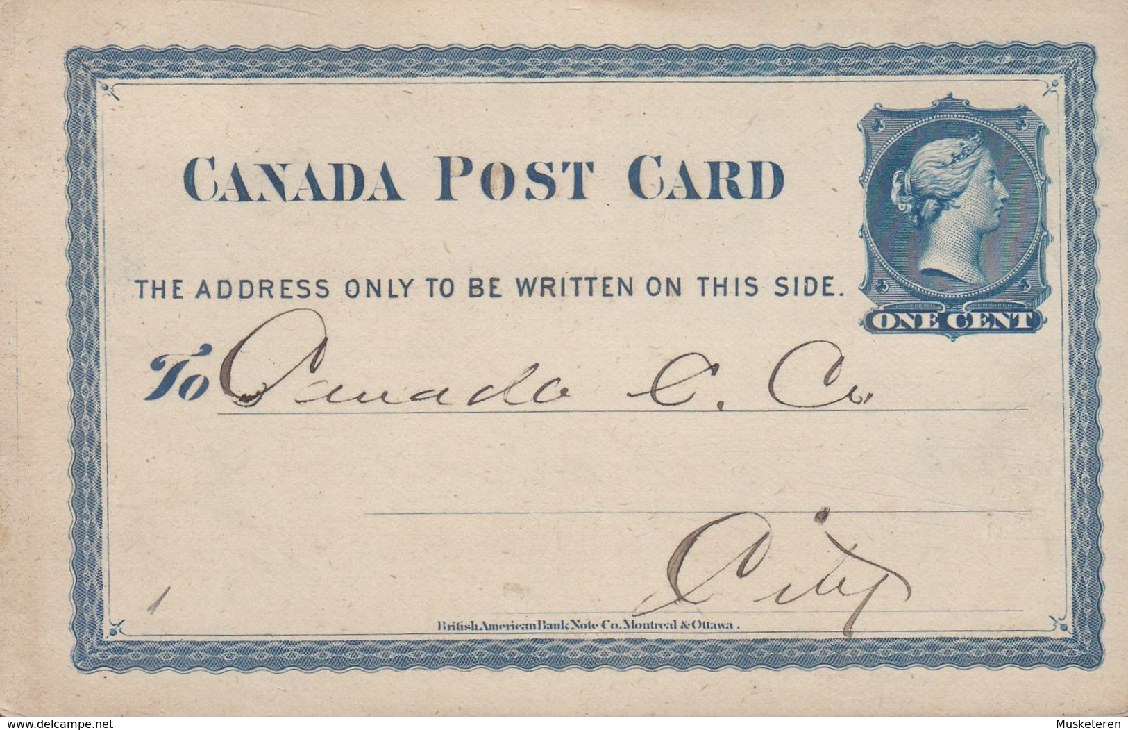 Canada Postal Stationery Ganzsache Victoria PRIVATE Print GENERAL EXPRESS OFFICE, TORONTO 1875 (2 Scans) - 1860-1899 Regering Van Victoria