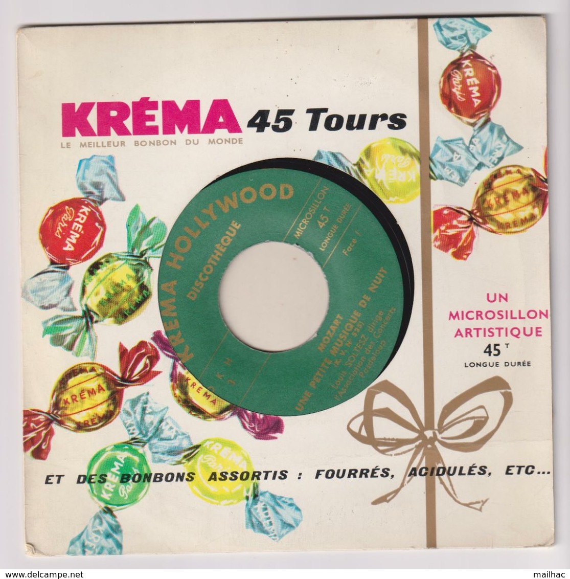 KREMA 45T - MOZART - Une Petite Musique De Nuit - Discothèque KREMA Hollywood - Bon état - 45 G - Maxi-Single