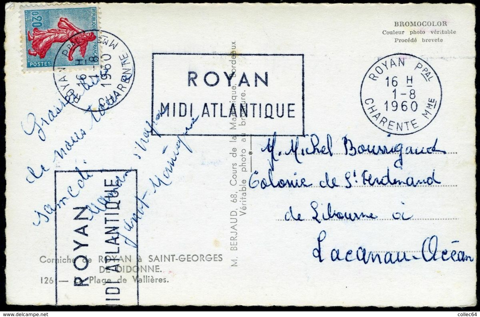 Double Oblitération Mécanique Croisée De ROYAN Sur Carte Postale - Briefe U. Dokumente