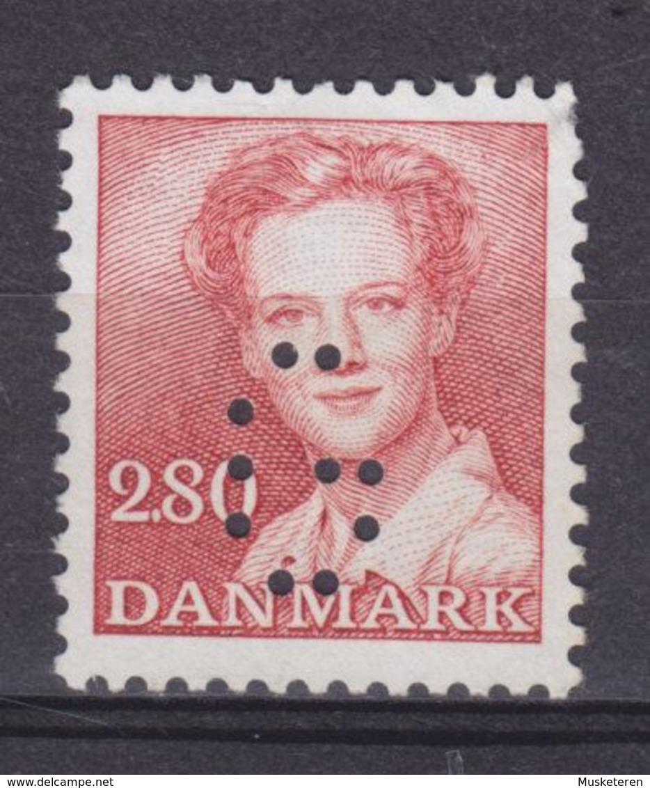 Denmark Perfin Perforé Lochung (G01) 'G' Gentofte Kommune, Charlottenlund (Mi. 823) Margrethe II. Stamp UNUSED (2 Scans) - Errors, Freaks & Oddities (EFO)