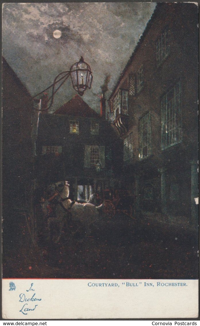 Courtyard, Bull Inn, Rochester, Kent - In Dickens Land, 1906 - Tuck's Oilette Postcard - Rochester