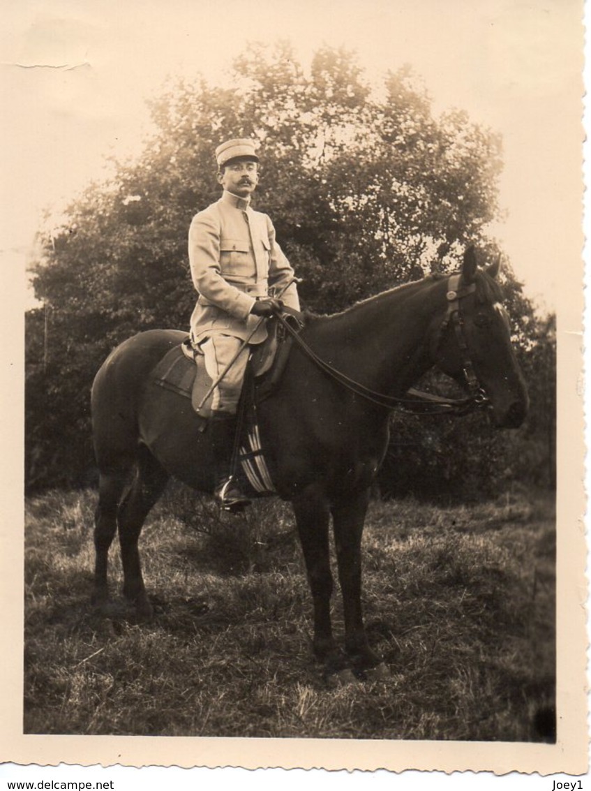 Photo Officier à Cheval , Première Guerre Mondiale Format 8/11 - Guerre, Militaire