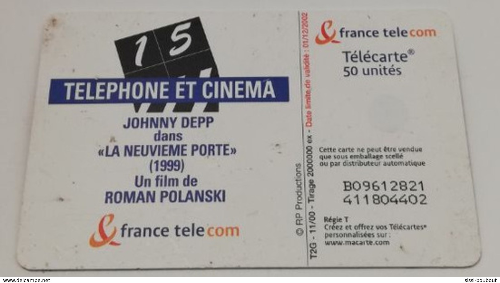 Télécarte - Collection "Téléphone Et Cinéma" - Johnny DEPP - Personen