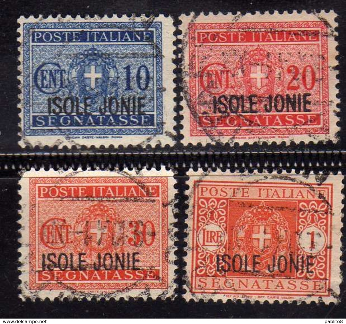 ISOLE JONIE 1941 SEGNATASSE TAXES TASSE SOPRASTAMPATI D'ITALIA ITALY OVERPRINTED SERIE COMPLETA COMPLETE SET USED OBLITE - Ionian Islands