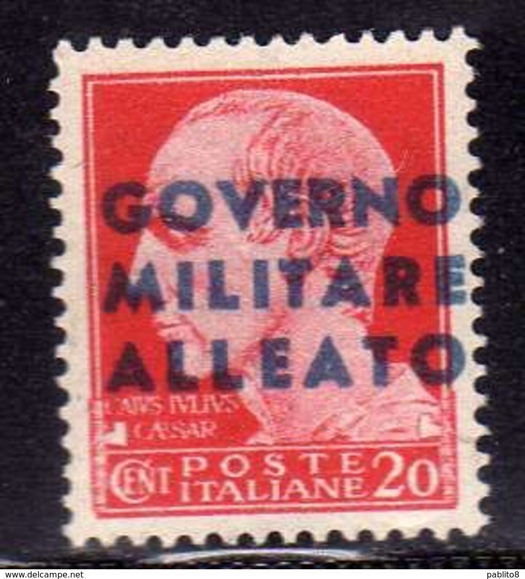 OCCUPAZIONE ANGLO-AMERICANA NAPOLI 1943 CENT. 20c SOPRASTAMPA IN AZZURRO  MNH - Anglo-american Occ.: Naples