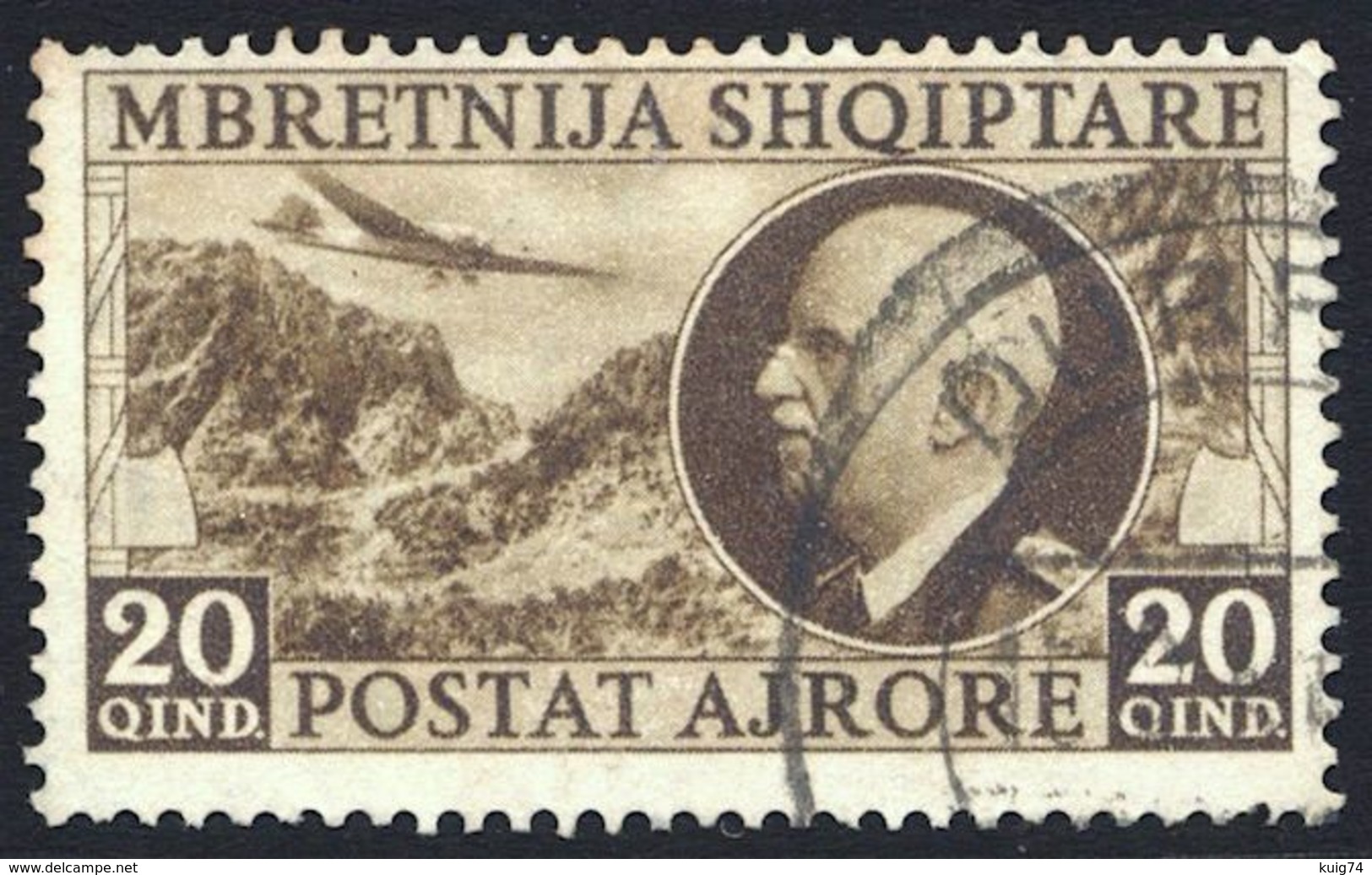 1939 ALBANIA POSTA AEREA N.4 USATO NON COMUNE - USED AIRMAIL VERY FINE - Albanie