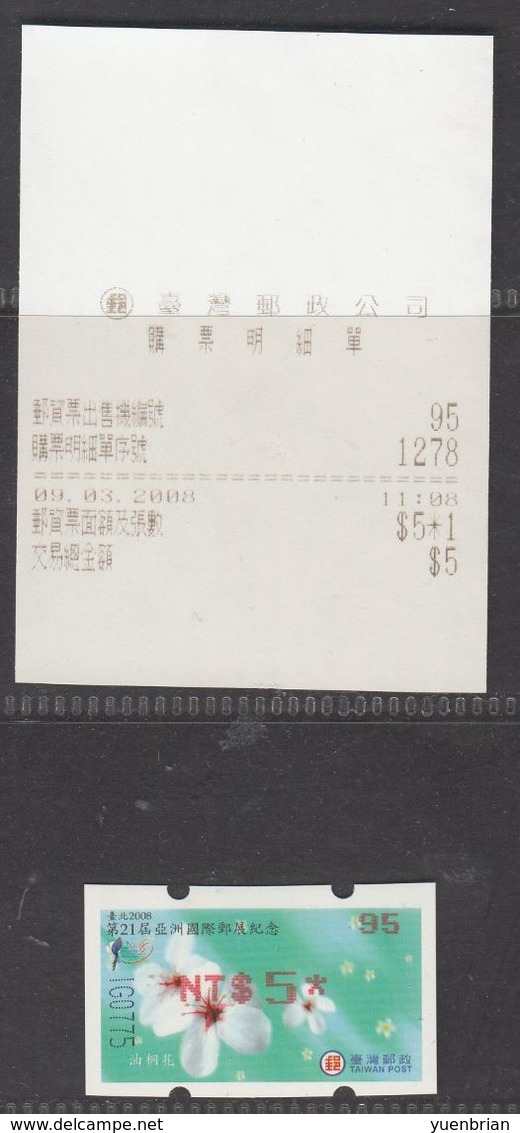 Taiwan 2008, 4x ATM Labels From 4 Different Machines, With Its Own Receipt, MNH** - Other & Unclassified