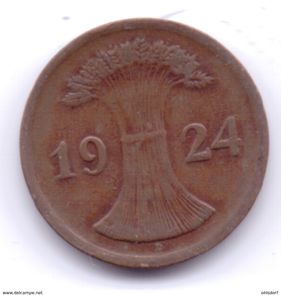 DEUTSCHES REICH 1924 D: 2 Reichspfennig, KM 38 - 2 Rentenpfennig & 2 Reichspfennig