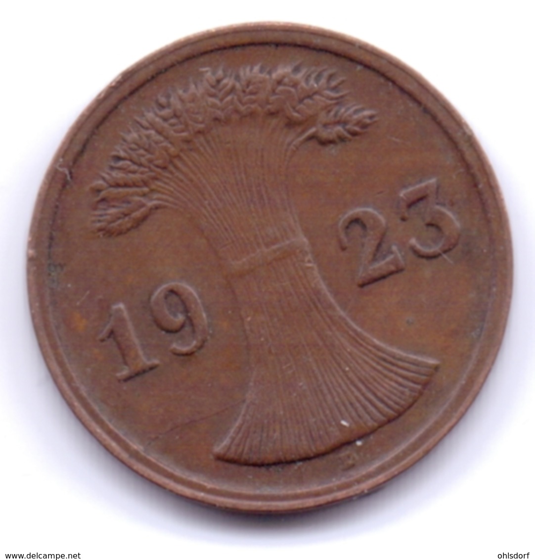 DEUTSCHES REICH 1923 D: 2 Rentenpfennig, KM 31 - 2 Renten- & 2 Reichspfennig