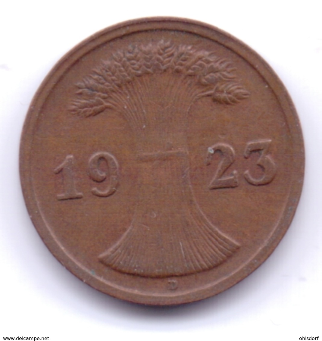 DEUTSCHES REICH 1923 D: 2 Rentenpfennig, KM 31 - 2 Rentenpfennig & 2 Reichspfennig