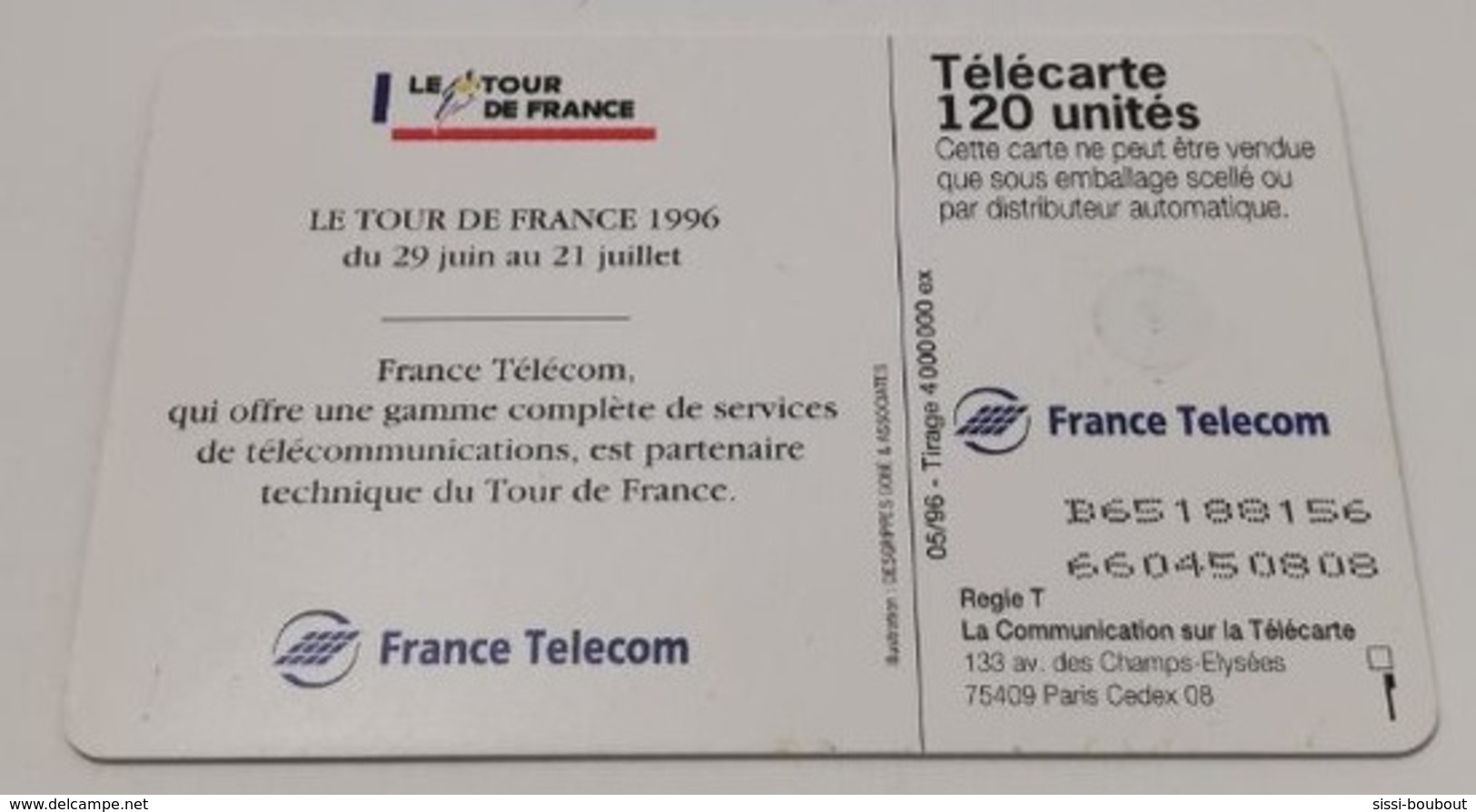 Télécarte - LE VELO - Tour De France 1996 - Sport