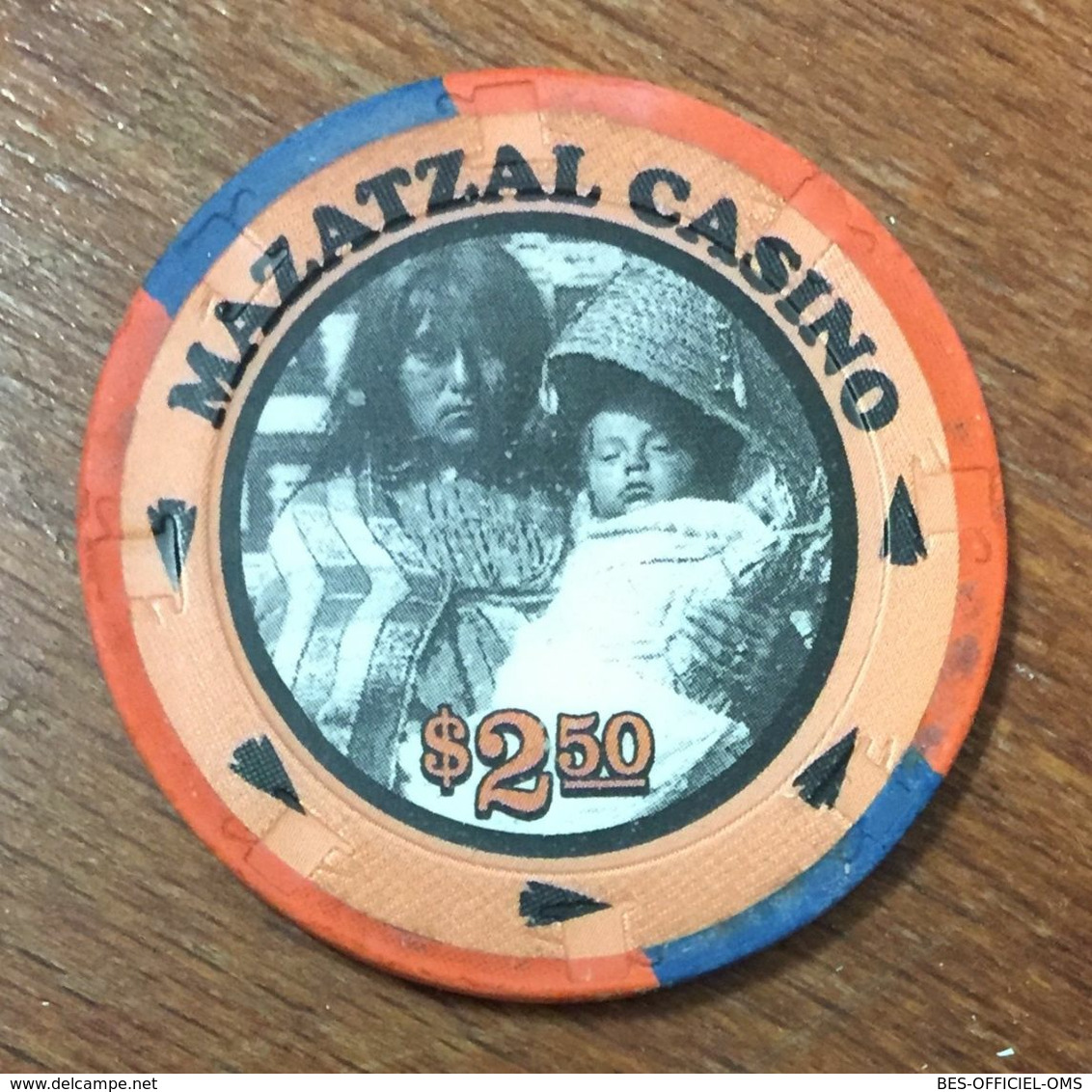 USA ARIZONA PAYSON MAZATZAL TONTO APACHE TRIBE INDIAN CASINO CHIP $2,5 JETON TOKENS COINS GAMING - Casino