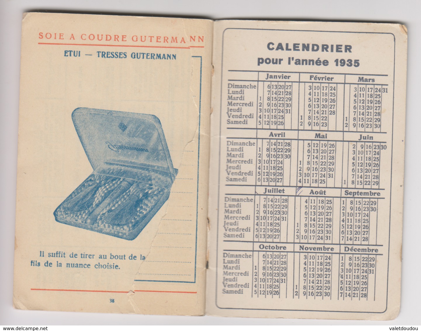 Agenda 1934 Soie A Coudre Gutermann - Small : 1921-40