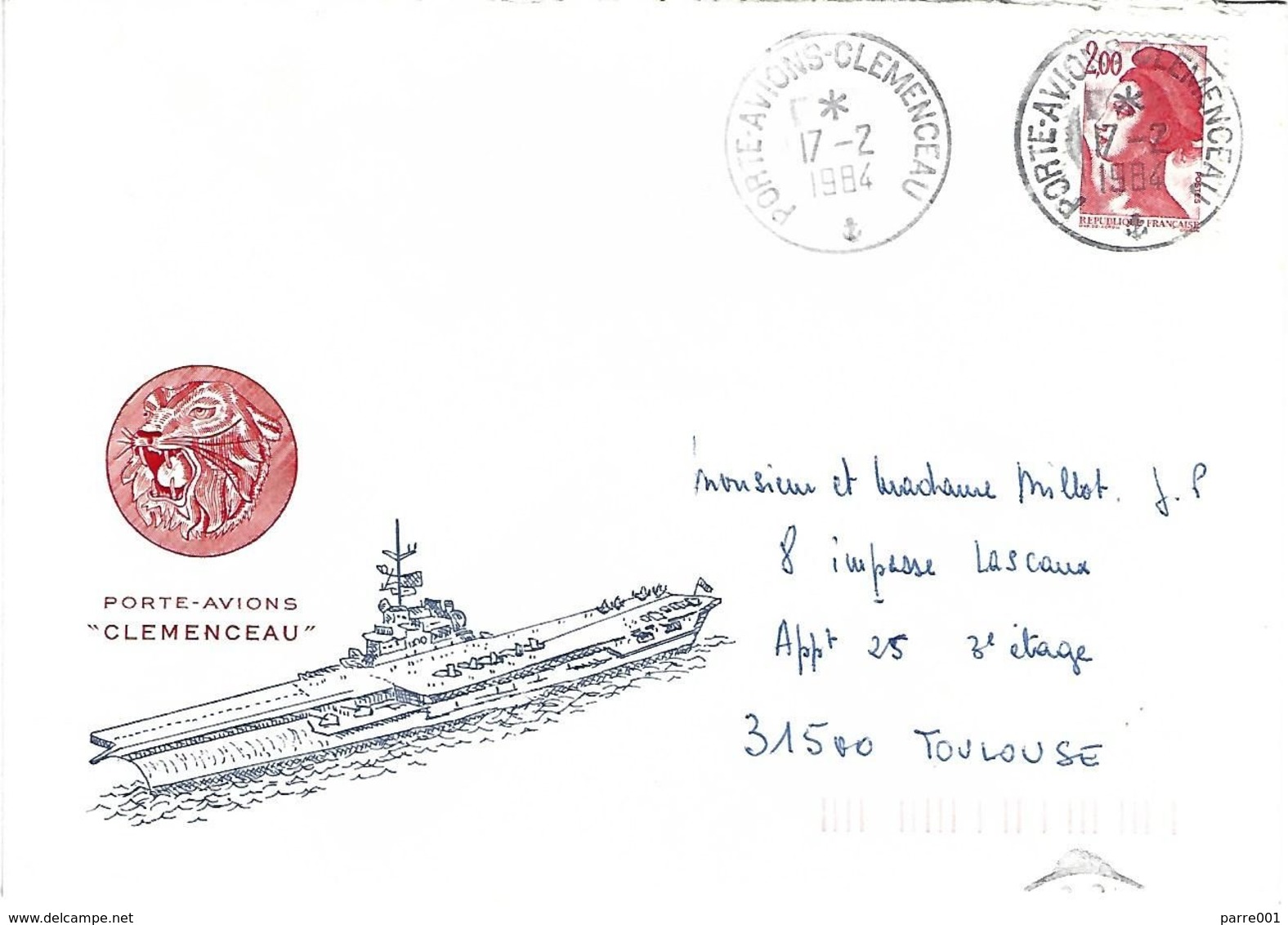 France 1984 Porte Avions Clemenceau Deployed Lebanese Civil War East Mediterranean Naval Cover - Militaria