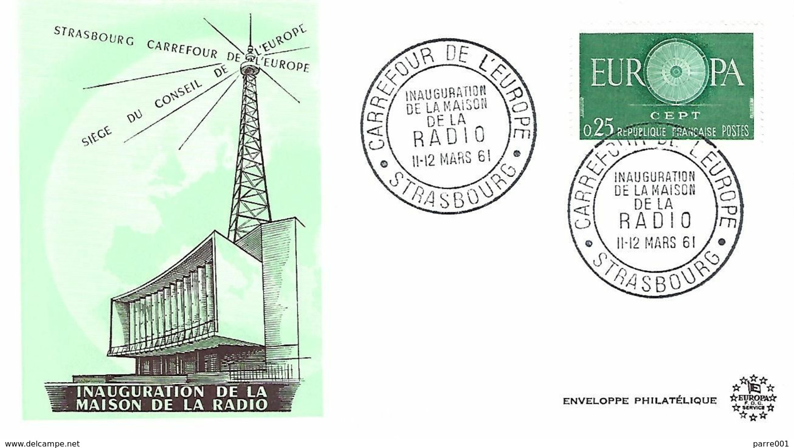 France 1961 Strasbourg Inauguration Radio European Council Special Handstamp Cover - Instituciones Europeas