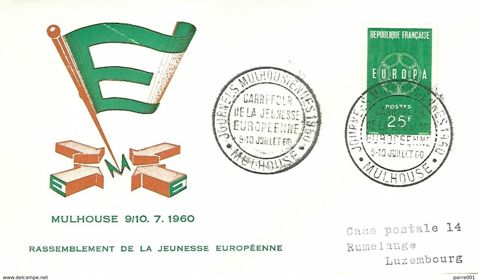 France 1960 Mulhouse European Youth Meeting Special Handstamp Cover - EU-Organe