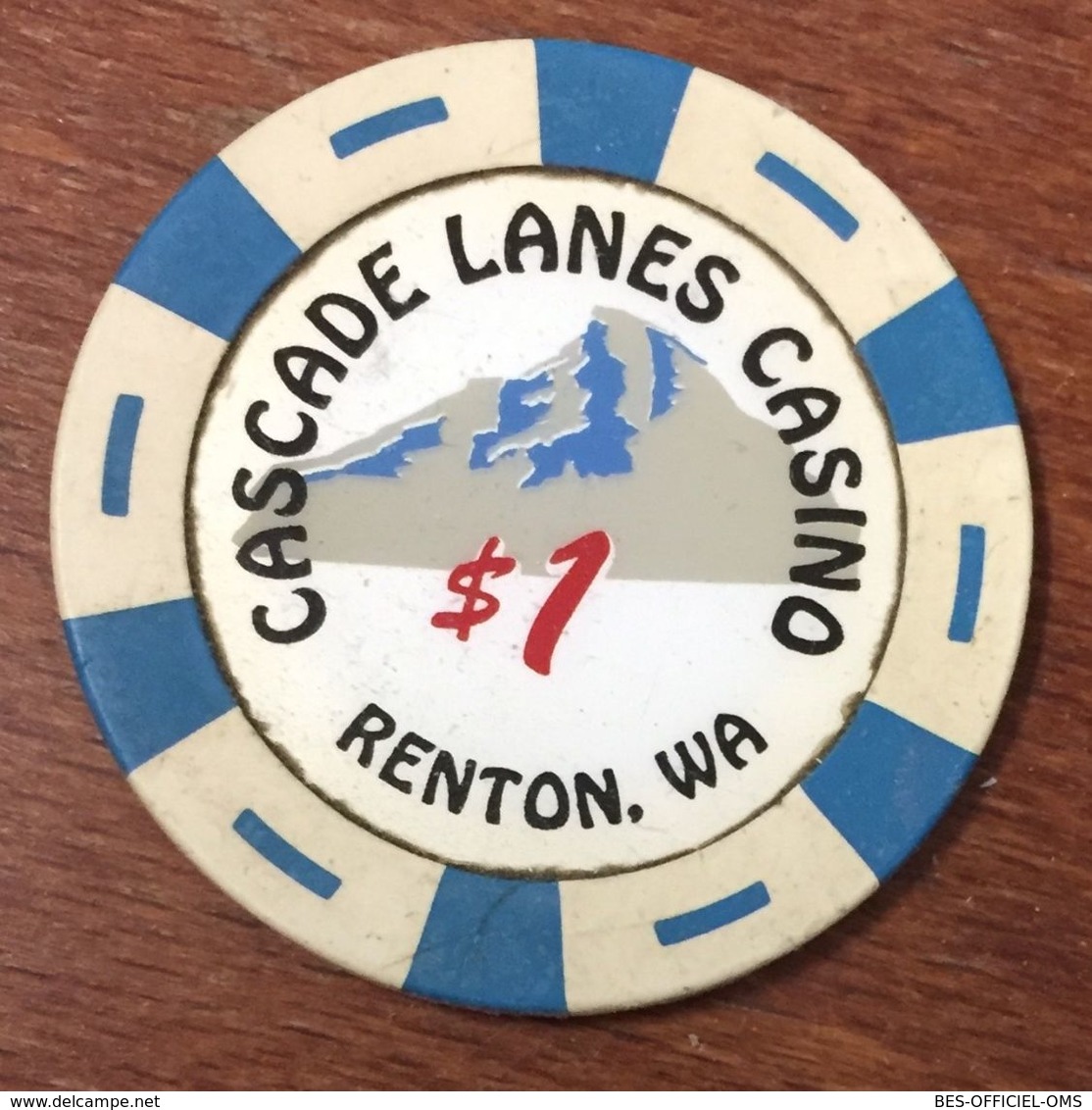 USA WASHINGTON RENTON CASCADE LANES CASINO CHIP $1 OBSOLETE  CLOSED JETON TOKENS COINS GAMING - Casino