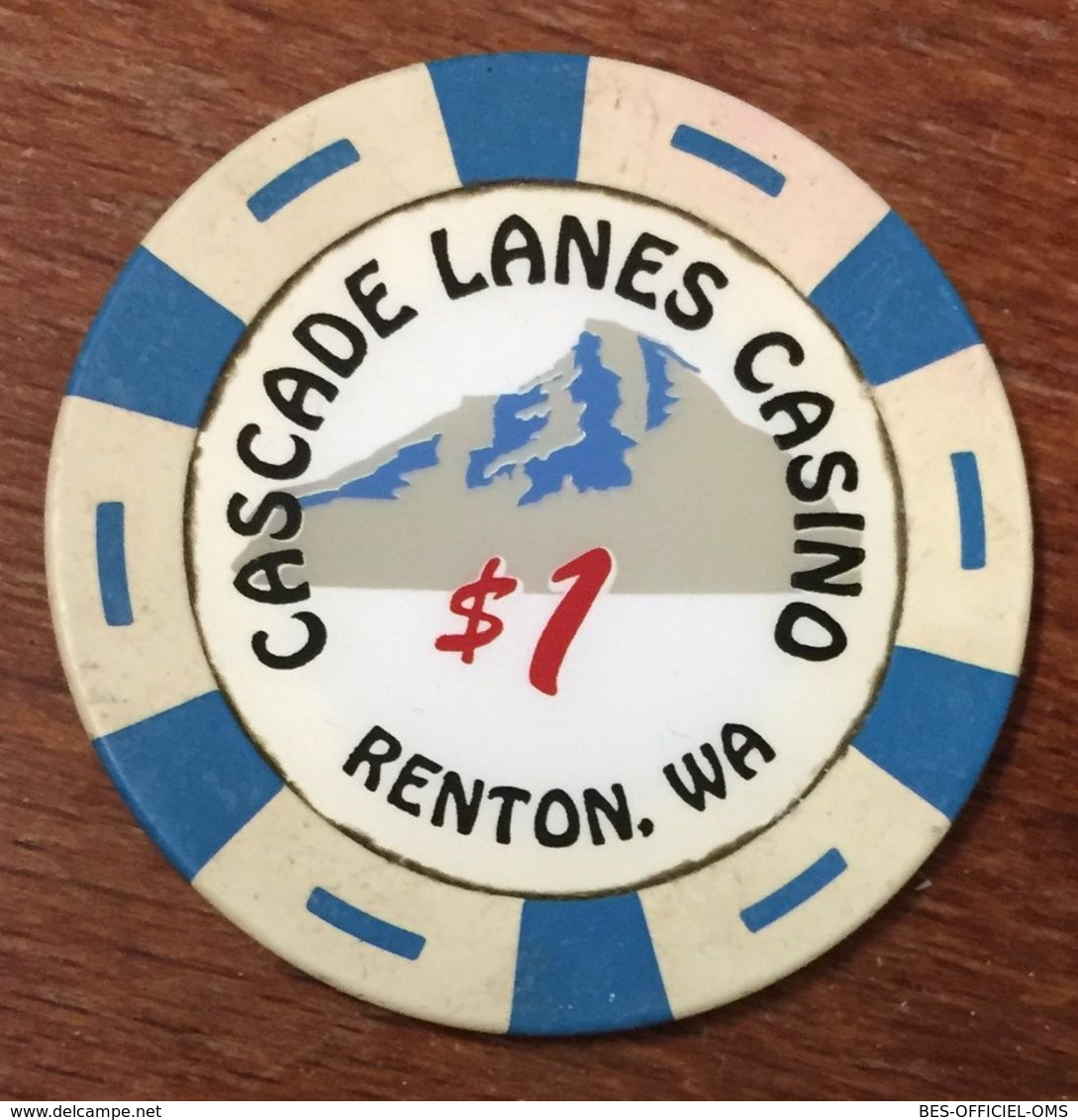 USA WASHINGTON RENTON CASCADE LANES CASINO CHIP $1 OBSOLETE  CLOSED JETON TOKENS COINS GAMING - Casino